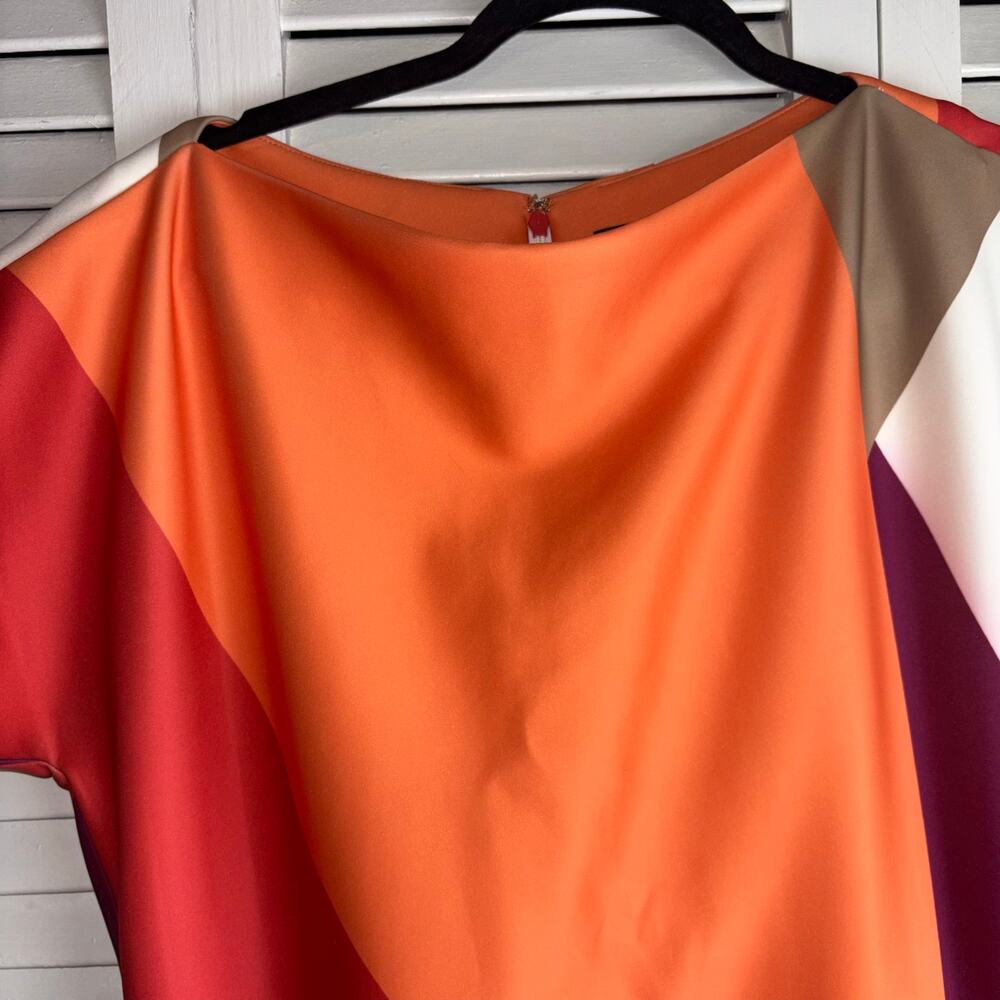 Donna Karan size 12 color block pencil dress orange multicolored Pre-Loved - Picture 3 of 14